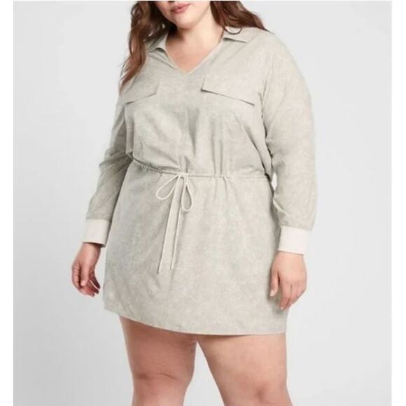 Athleta Zuma Printed Shirtdress Dress Viper Grey 3X Plus Size - Picture 1 of 12